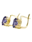 Or jaune 8 carats 333 Alexandrite des boucles d'oreilles vec003x-ax Russe Soviétique URSS Artisanat vintage Art Deco style